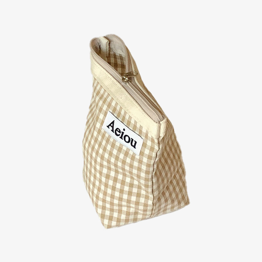 Pochette Aeiou (M) à carreaux vichy beige