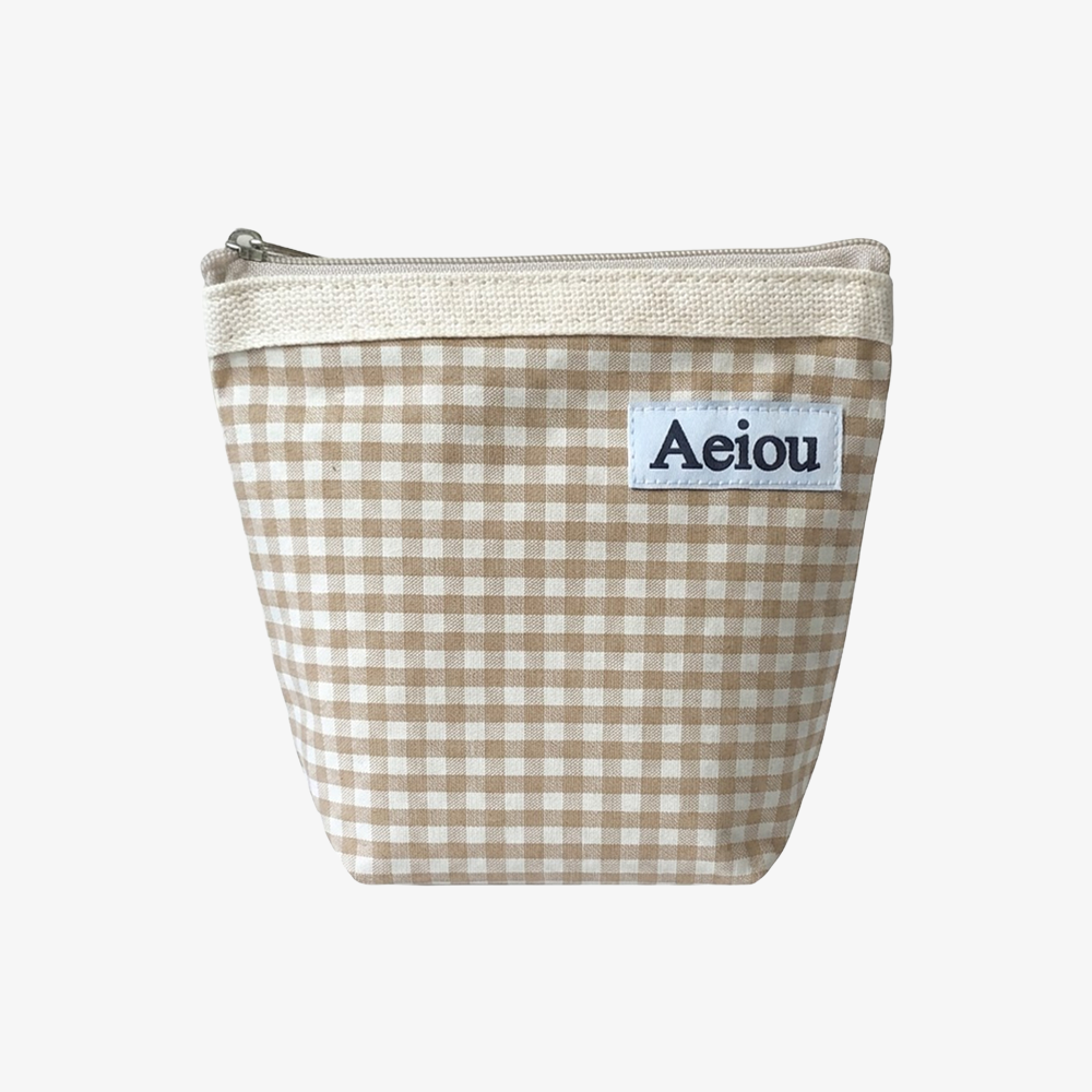 Aeiou POUCH (M) Beige Ginghamcheck