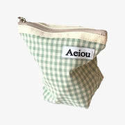 Pochette Aeiou (M) à carreaux vichy bleu-vert