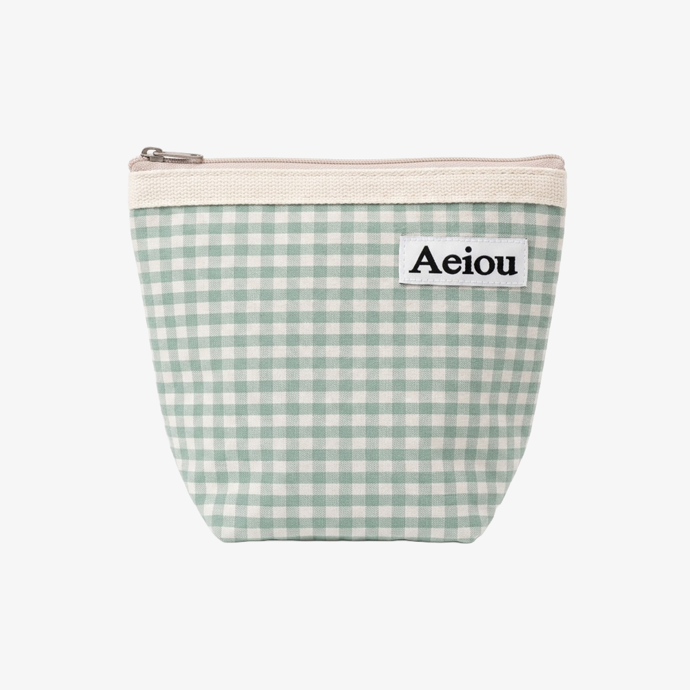 Aeiou POUCH (M) Blue Green Ginghamcheck