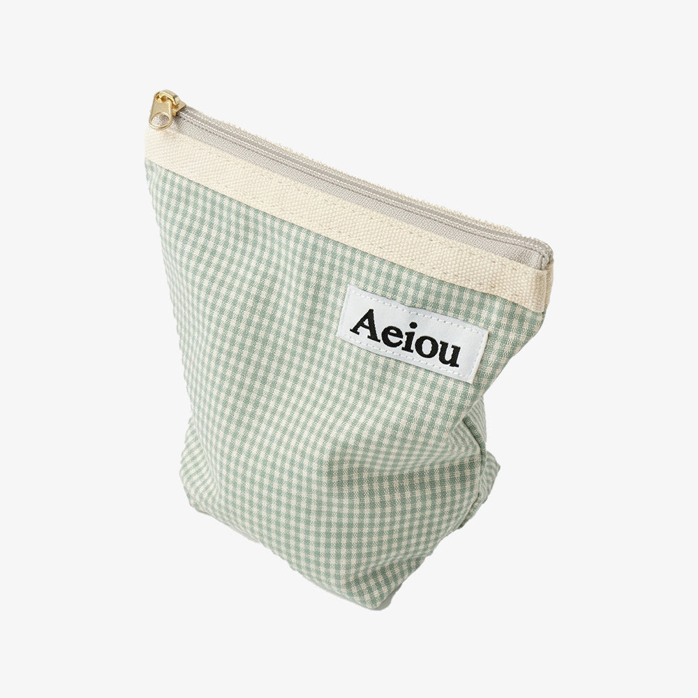 Pochette Aeiou (M) Petit carreau bleu-vert