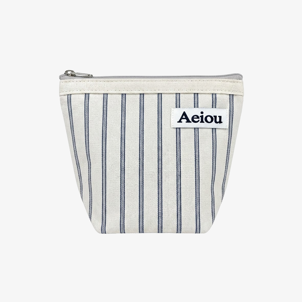 Aeiou POUCH (M) Cotton Gray Line
