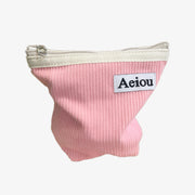 Pochette Aeiou (M) Velours côtelé rose flamant