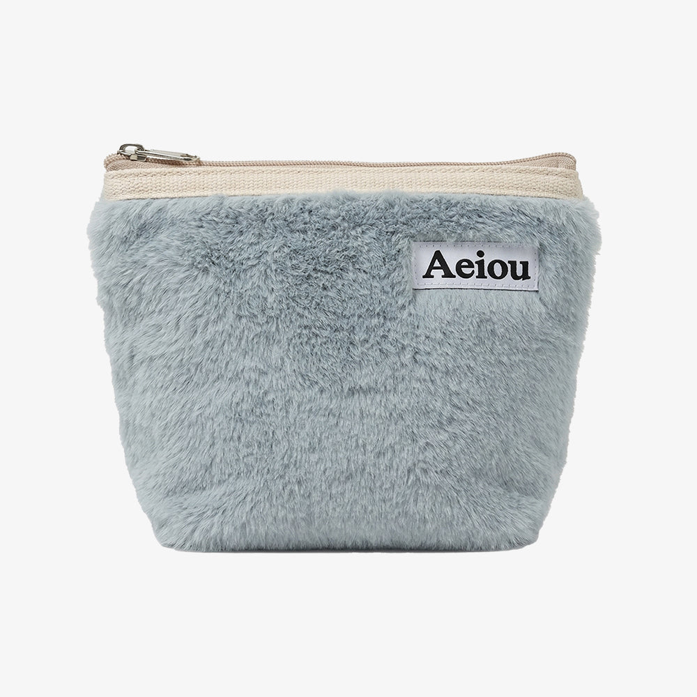 Aeiou POUCH (M) Fur Shine Blue Gray