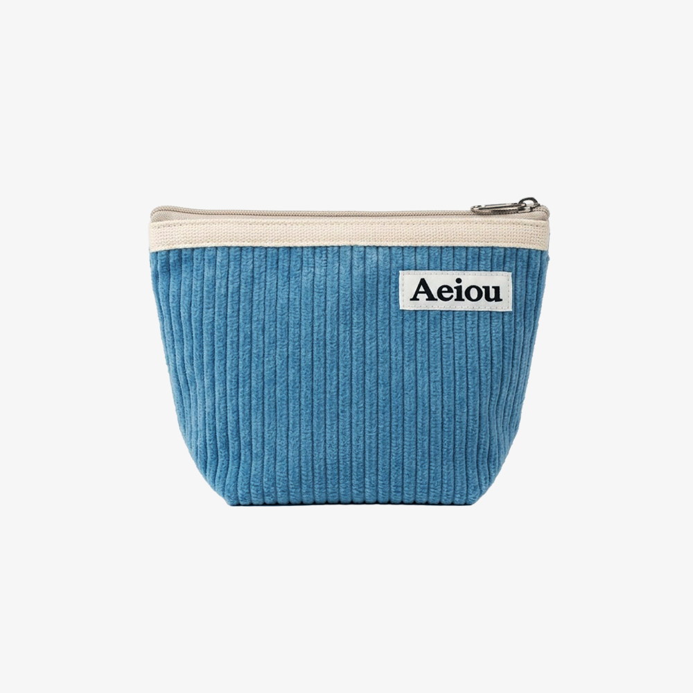 Aeiou POUCH (M) Oil Paint Blue Corduroy