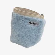 Pochette Aeiou (M) Fourrure bleu poudré