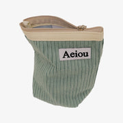 Pochette Aeiou (M) Velours côtelé vert Silver Mound