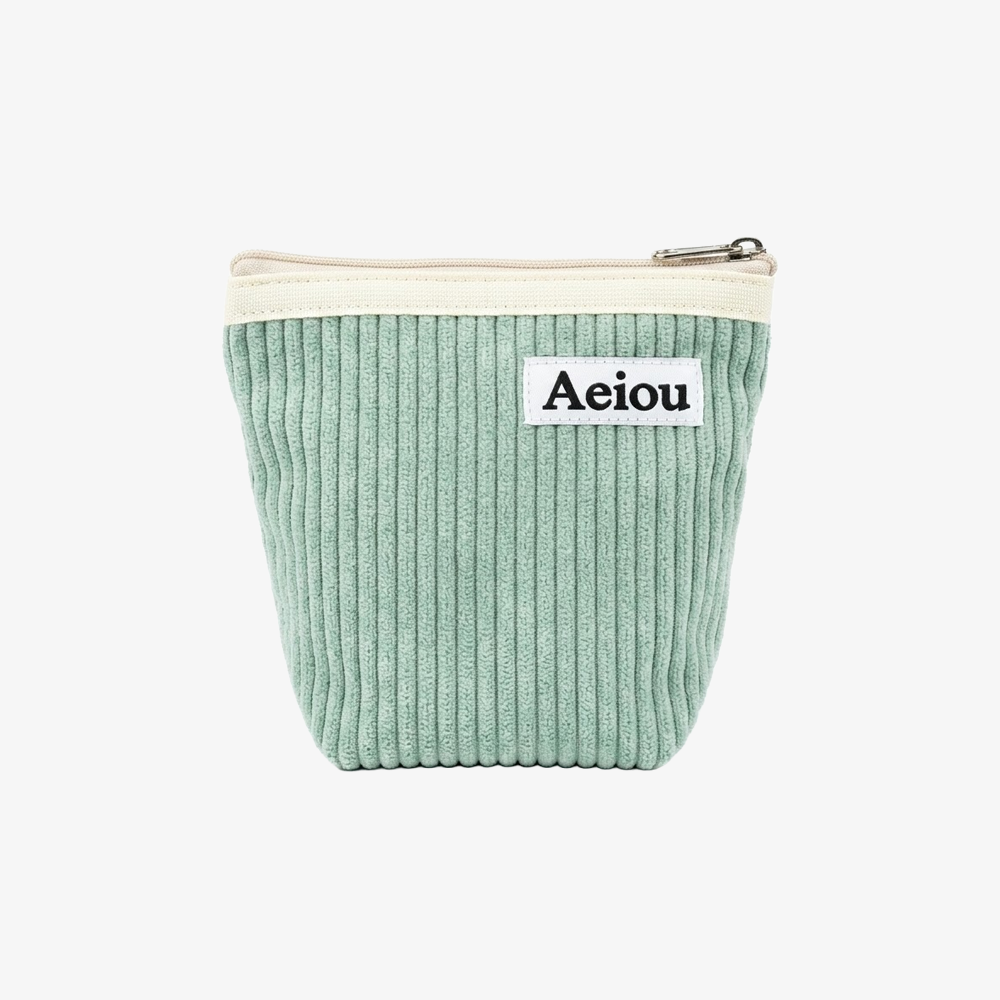 Aeiou POUCH (M) Silver Mound Green Corduroy