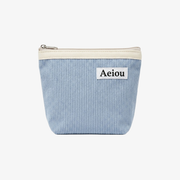 Pochette Aeiou (M) en velours côtelé bleu glacier