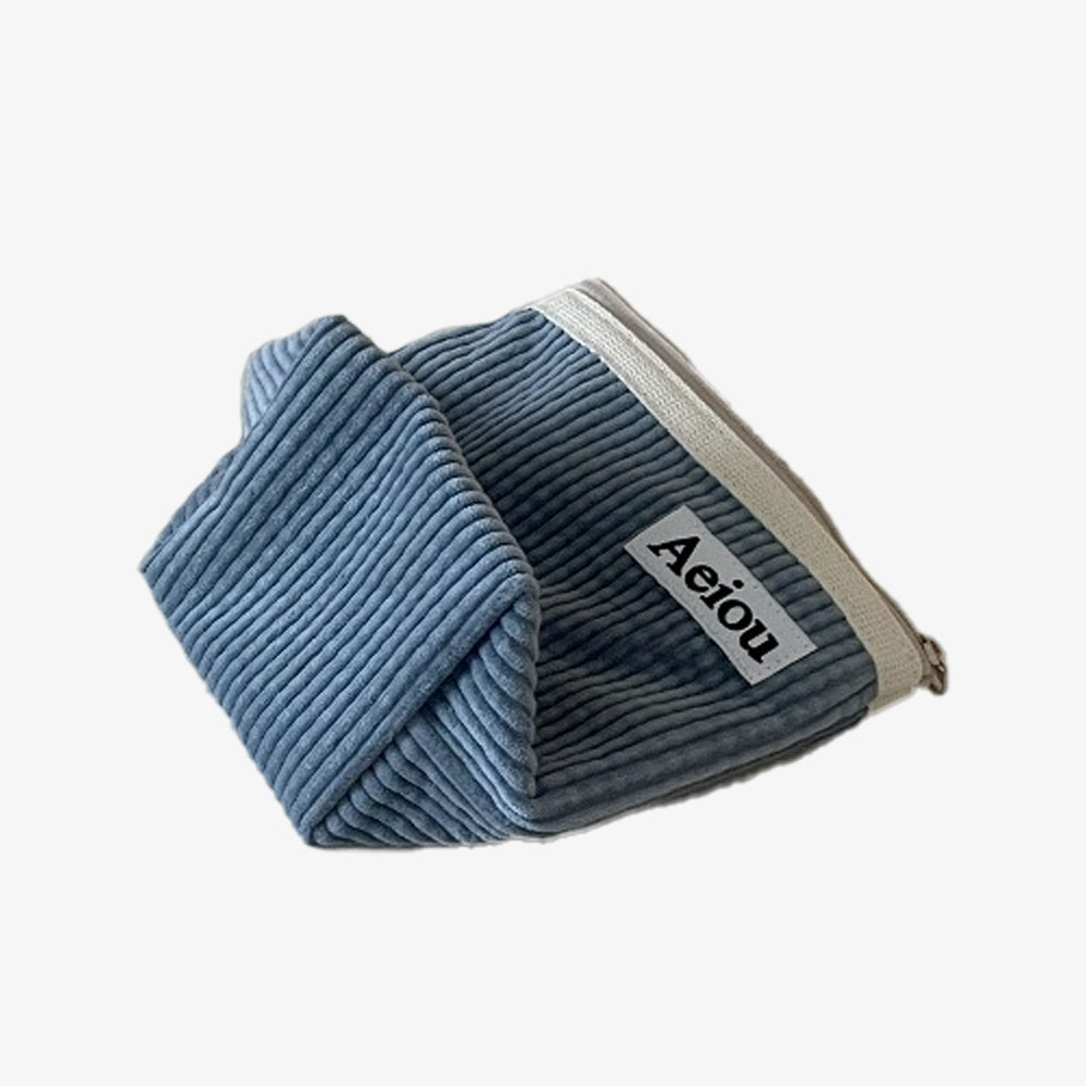 Aeiou POUCH (M) Tiny Whale Blue Corduroy