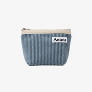 Aeiou POUCH (M) Tiny Whale Blue Corduroy