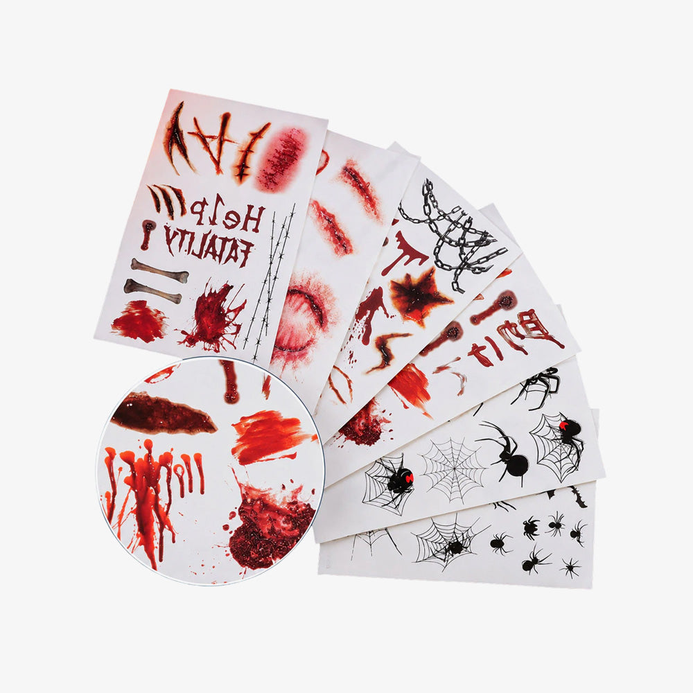 Halloween-Tattoos, realistisches abwaschbares Blut