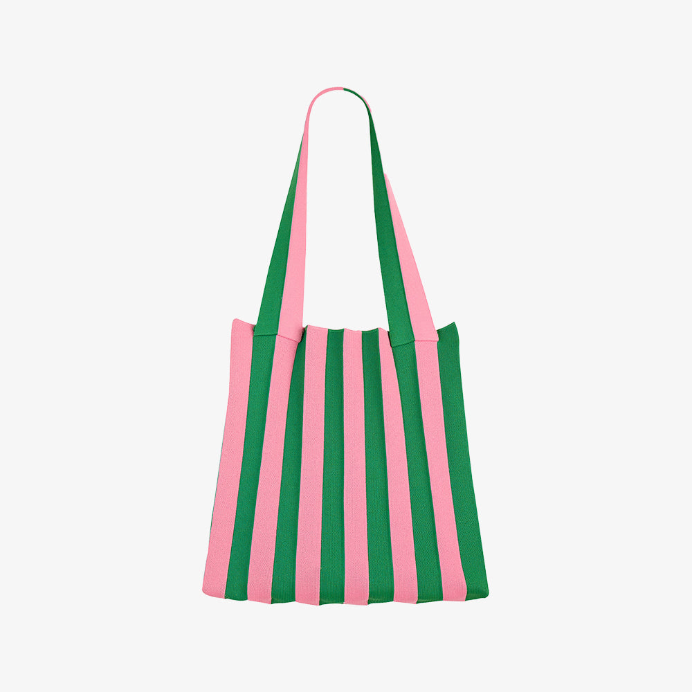 SAC CABAS PLEATSMAMA 2-EN-1 À RAYURES ROSE ET VERT