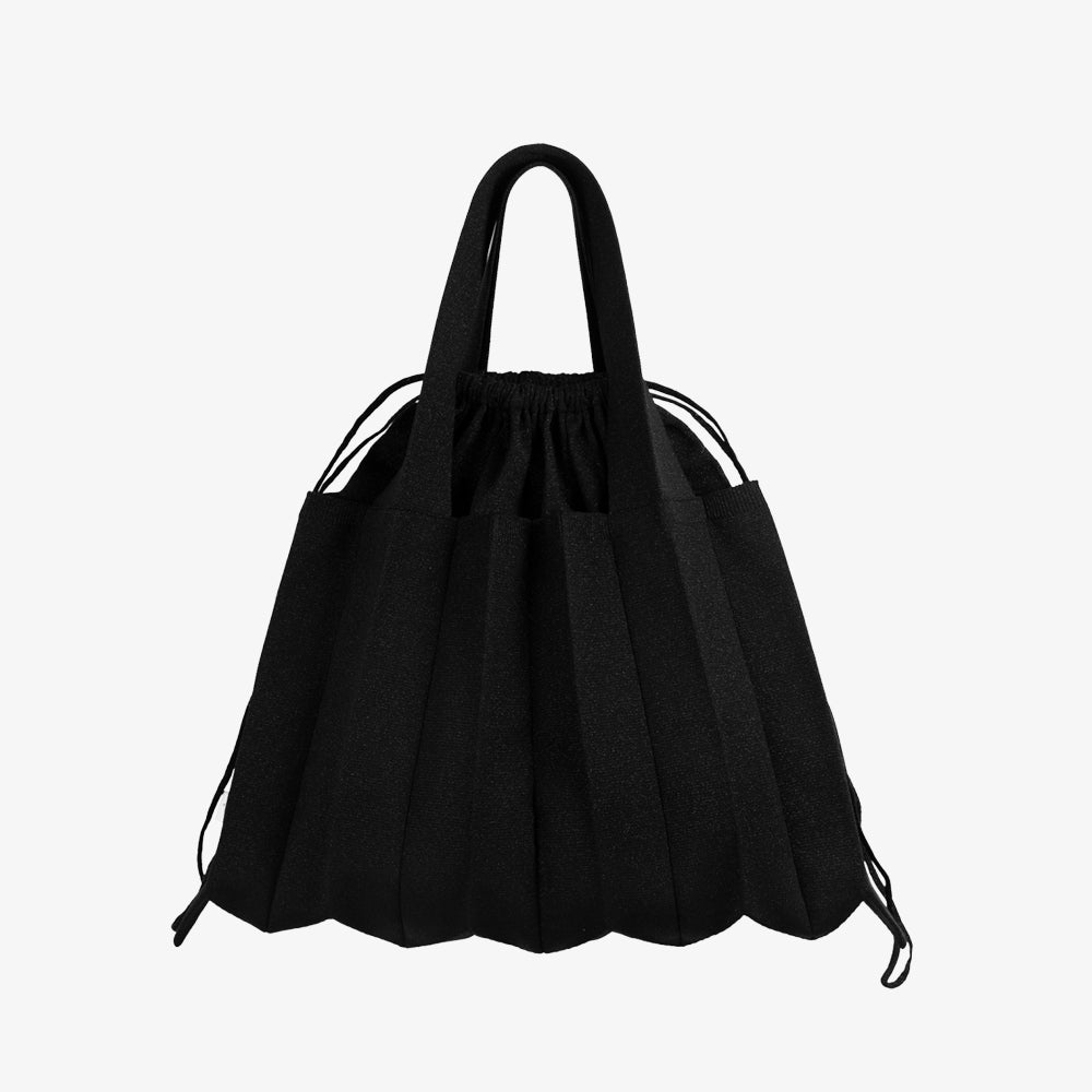 PLEATSMAMA BIG SHOULDER BAG GLITTER GLITTER BLACK
