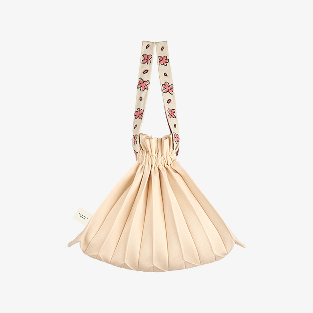 PLEATSMAMA CHERRY BLOSSOM MINI BUBBLE BAG CREAM