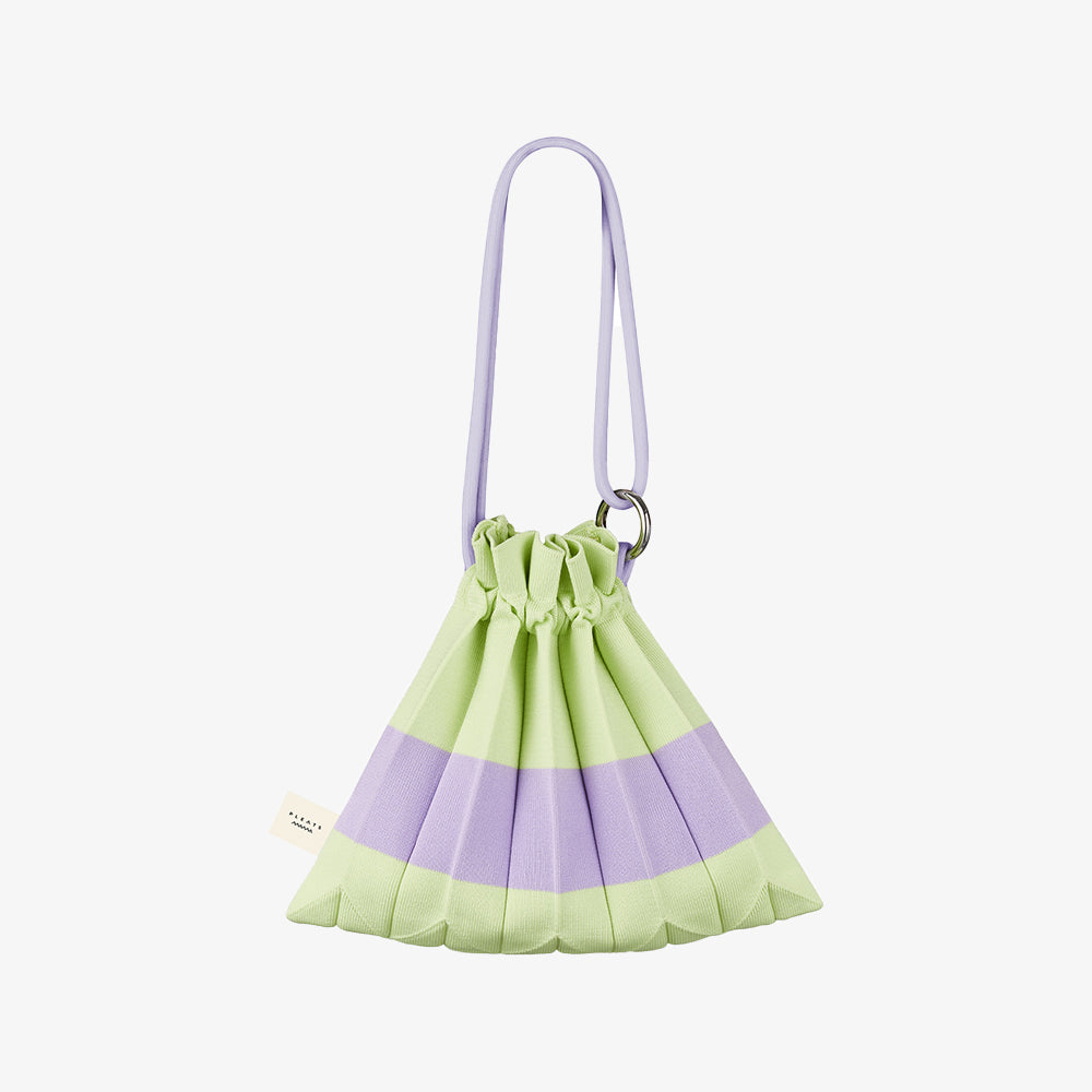 PLEATSMAMA HANDLE BUBBLE BAG LEAF GREEN