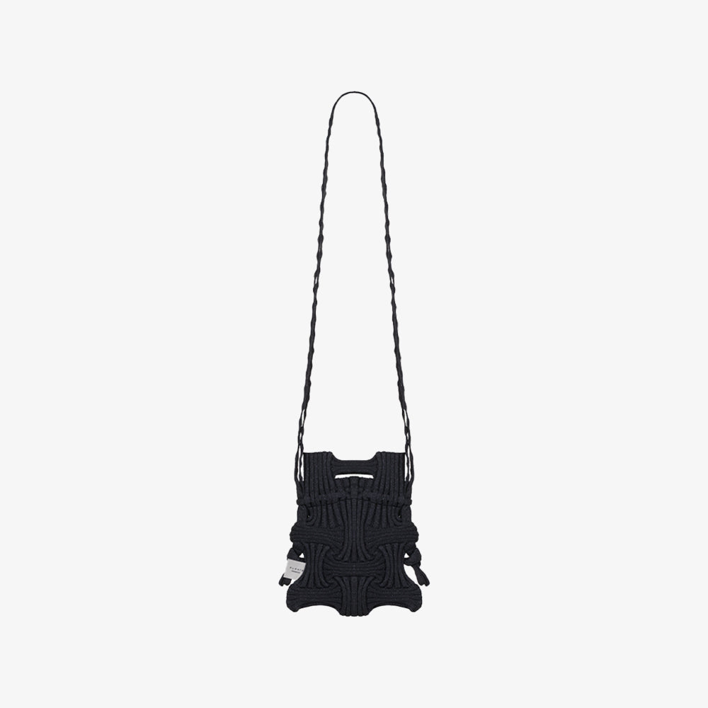 PLEATSMAMA MINI CROSS BOW BAG GLITTER GLITTER BLACK