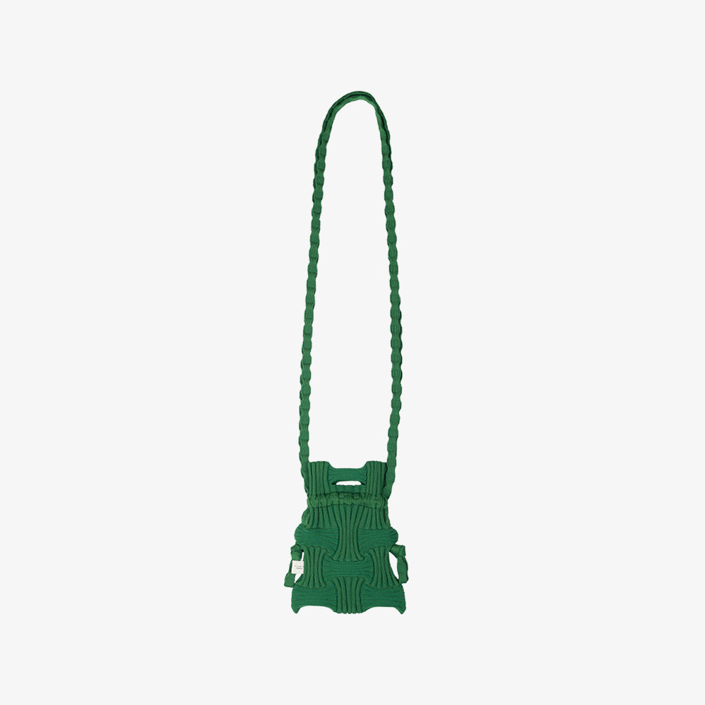 PLEATSMAMA MINI CROSS BOW BAG GREEN
