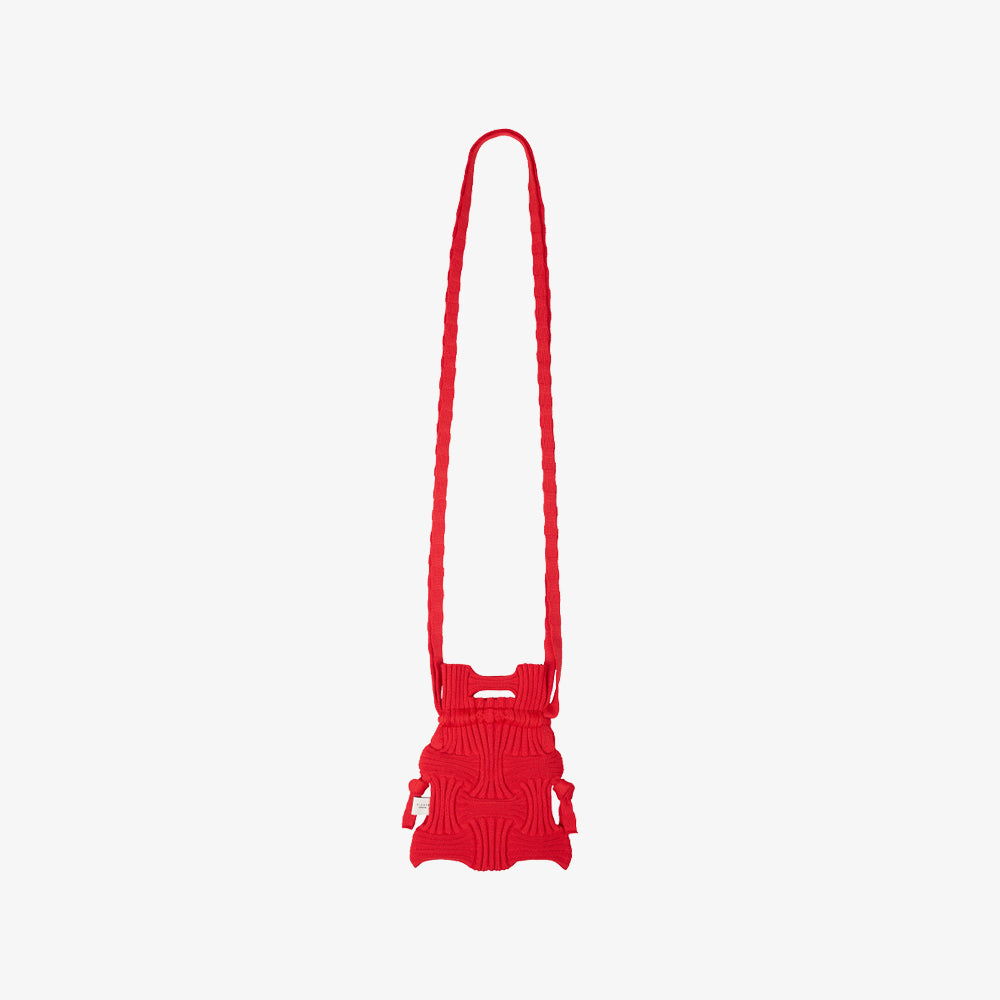 PLEATSMAMA MINI CROSS BOW BAG RED