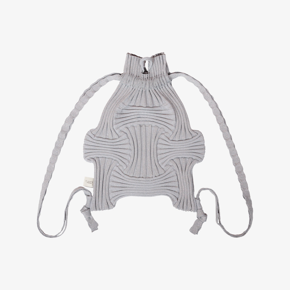 PLEATSMAMA NEW BOW BACKPACK GLITTER SILVER