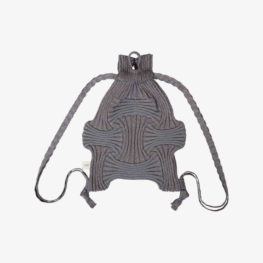 PLEATSMAMA NEW BOW BACKPACK GLITTER STONE BROWN