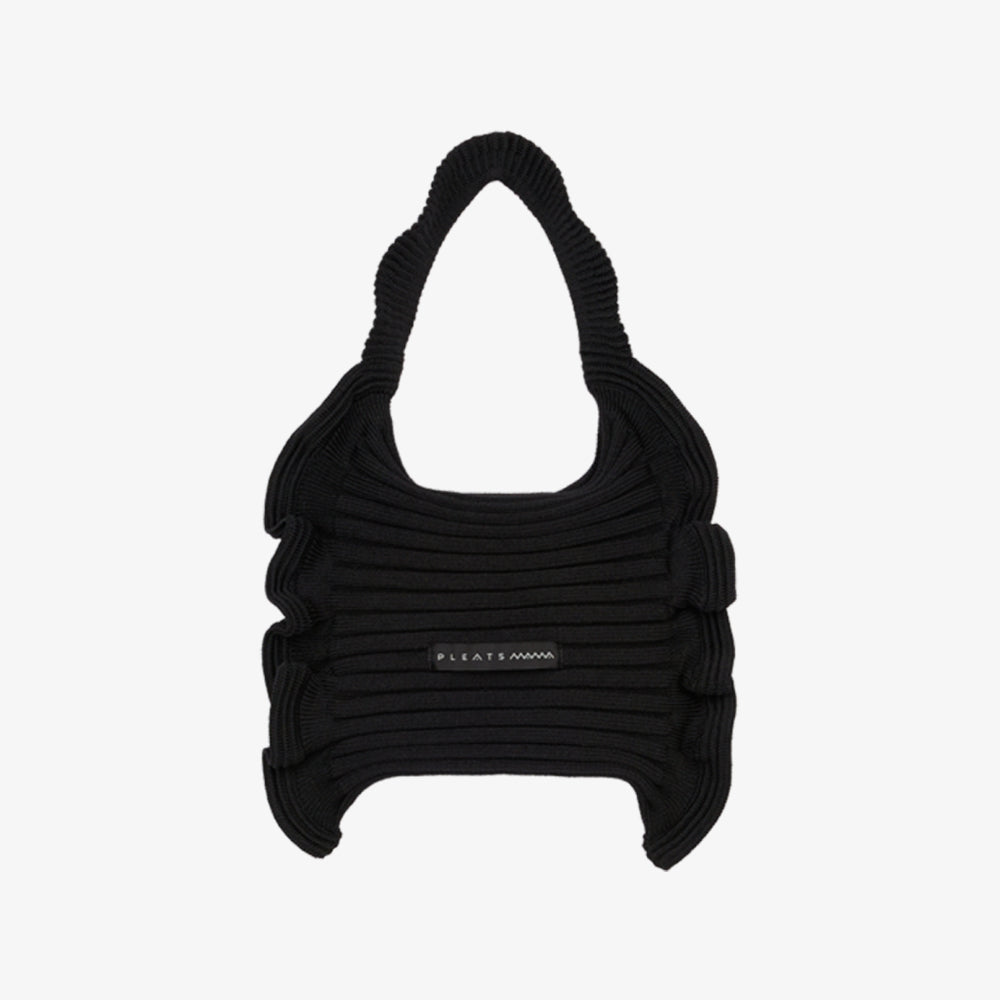 PLEATSMAMA RUFFLE MINI TOTE BAG BLACK