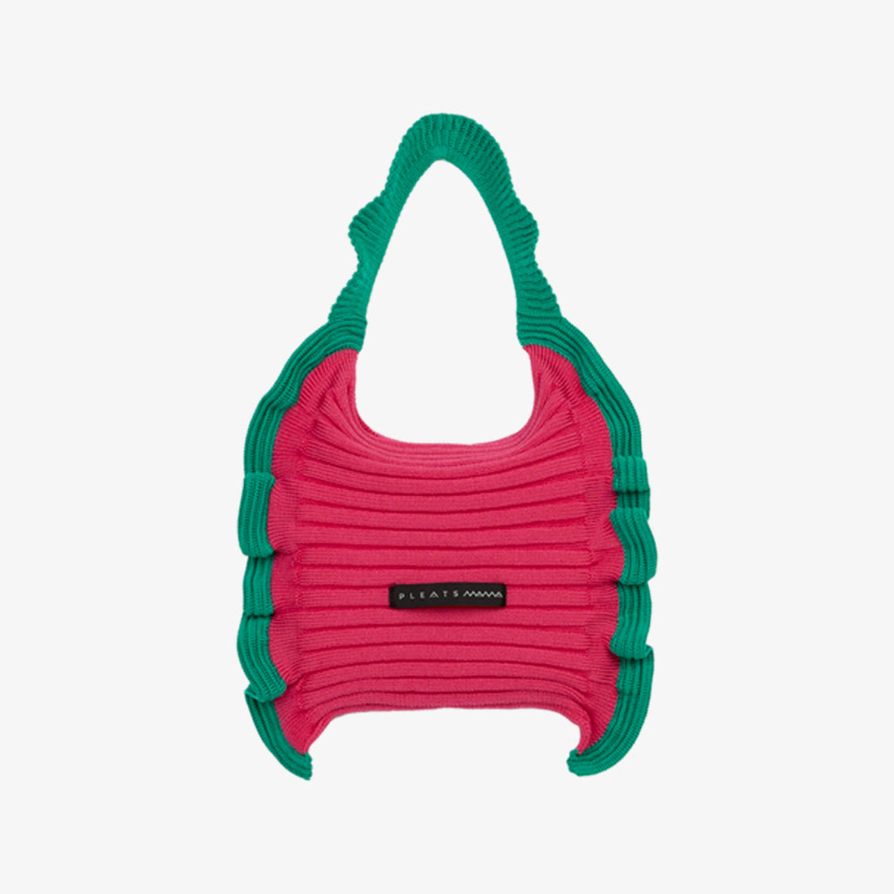 PLEATSMAMA RUFFLE MINI TOTE BAG PINK GREEN