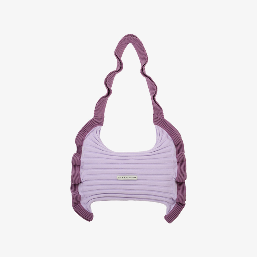 PLEATSMAMA RUFFLE SHOULDER BAG GRAPE