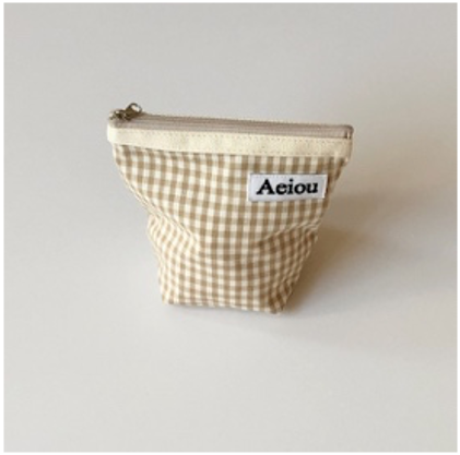 Aeiou POUCH (M) Beige Ginghamcheck