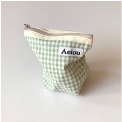 Aeiou POUCH (M) Blue Green Ginghamcheck
