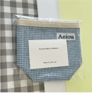 Aeiou POUCH (M) Blue Candy Check