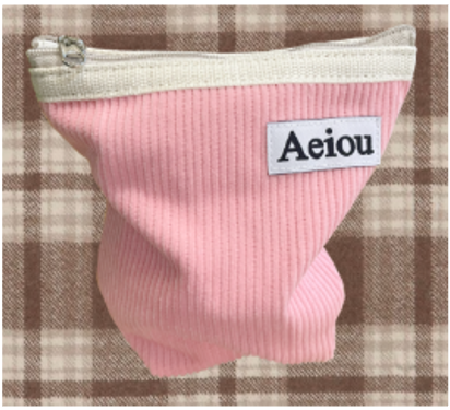 Aeiou POUCH (M) Flamingo Pink Corduroy