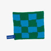 Oh, jour des sucettes ! [Dessous de verre] Dessous de verre tricoté à carreaux [vert et bleu]